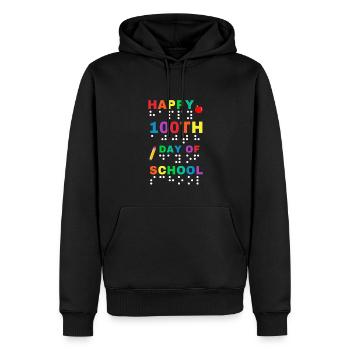 100th Day of School Braille Blind Visually - Men’s Premium Organic Hoodie - black - Front - Nico (187cm)
