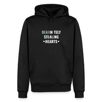 Valentine's Day Deaf Pride ASL Steal Hearts D/HH - Männer Premium Bio Hoodie - Schwarz - Vorne - Nico (187cm)