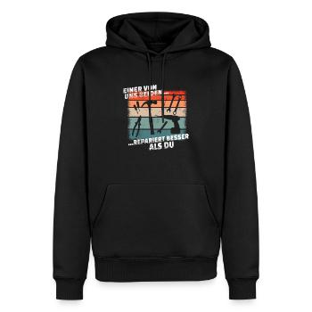 Artisans d’idées cadeaux DIY - Sweat à capuche Premium bio Homme - noir - Devant - Nico (187cm)