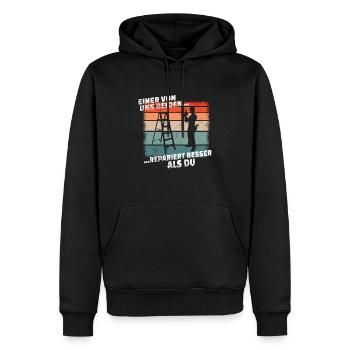 Artisans d’idées cadeaux DIY - Sweat à capuche Premium bio Homme - noir - Devant - Nico (187cm)