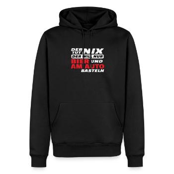 Artisans d’idées cadeaux DIY - Sweat à capuche Premium bio Homme - noir - Devant - Nico (187cm)