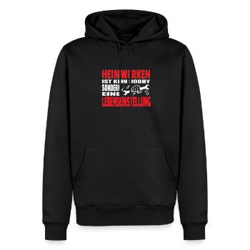 Artisans d’idées cadeaux DIY - Sweat à capuche Premium bio Homme - noir - Devant - Nico (187cm)