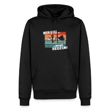 Grillen und Camper Geschenkidee - Männer Premium Bio Hoodie - Schwarz - Vorne - Nico (187cm)