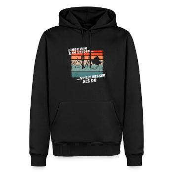 Grillen und Camper Geschenkidee - Männer Premium Bio Hoodie - Schwarz - Vorne - Nico (187cm)
