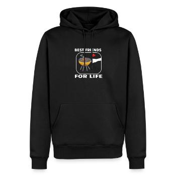 Idée de barbecue et de cadeau de camping-car - Sweat à capuche Premium bio Homme - noir - Devant - Nico (187cm)