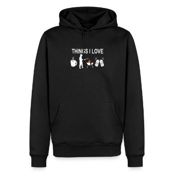 Idée de barbecue et de cadeau de camping-car - Sweat à capuche Premium bio Homme - noir - Devant - Nico (187cm)