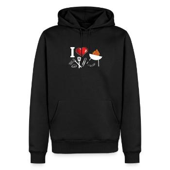 Idée de barbecue et de cadeau de camping-car - Sweat à capuche Premium bio Homme - noir - Devant - Nico (187cm)