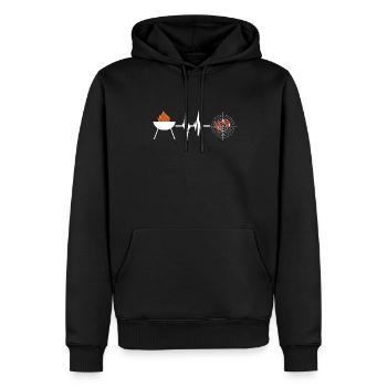 Idée de barbecue et de cadeau de camping-car - Sweat à capuche Premium bio Homme - noir - Devant - Nico (187cm)