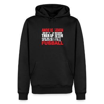 Fußballzubehör Geschenkidee Fußballfan - Männer Premium Bio Hoodie - Schwarz - Vorne - Nico (187cm)