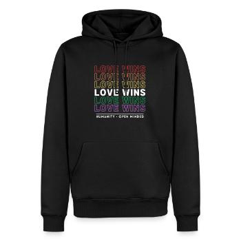 Love Wins - Men’s Premium Organic Hoodie - black - Front - Nico (187cm)