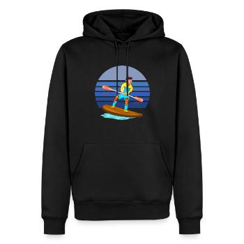 Paddleboarding Blue Retro - Men’s Premium Organic Hoodie - black - Front - Nico (187cm)
