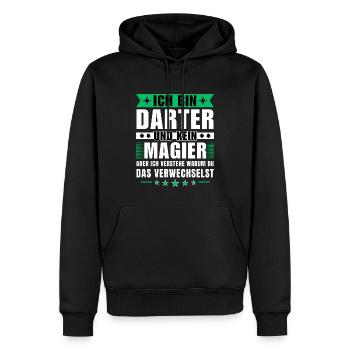 Ich bin Darter und kein Magier - Männer Premium Bio Hoodie - Schwarz - Vorne - Nico (187cm)