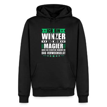 Ich bin Winzer und kein Magier - Männer Premium Bio Hoodie - Schwarz - Vorne - Nico (187cm)