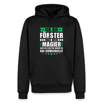 Ich bin Förster und kein Magier - Männer Premium Bio Hoodie - Schwarz - Vorne - Nico (187cm)