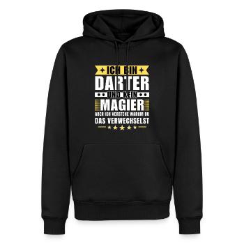 Ich bin Darter und kein Magier - Männer Premium Bio Hoodie - Schwarz - Vorne - Nico (187cm)