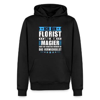 Ich bin Florist und kein Magier - Männer Premium Bio Hoodie - Schwarz - Vorne - Nico (187cm)
