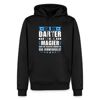 Ich bin Darter und kein Magier - Männer Premium Bio Hoodie - Schwarz - Vorne - Nico (187cm)
