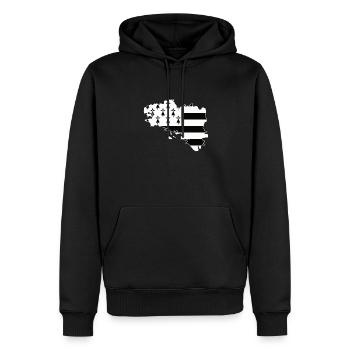 Carte drapeau de la Bretagne cadeau Breton - Sweat à capuche Premium bio Homme - noir - Devant - Nico (187cm)