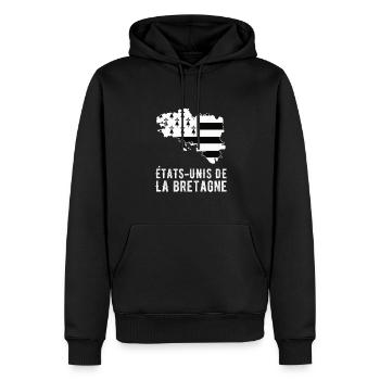 Etats-Unis de la Bretagne cadeau fierté Bretonne - Sweat à capuche Premium bio Homme - noir - Devant - Nico (187cm)