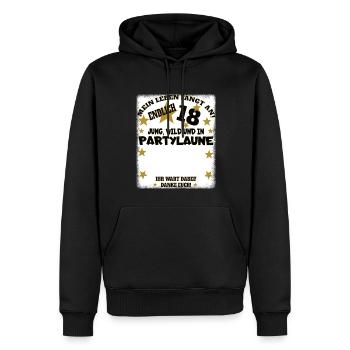 Livre d’or fille et garçon 18e anniversaire - Sweat à capuche Premium bio Homme - noir - Devant - Nico (187cm)
