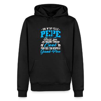 Pépé trop Cool Cadeau Fête des Grands-Pères - Sweat à capuche Premium bio Homme - noir - Devant - Nico (187cm)