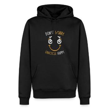 Don't Worry Unicycle Happy - Einrad - Männer Premium Bio Hoodie - Schwarz - Vorne - Nico (187cm)