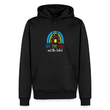 Vêtements de conscience de l’autisme - Sweat à capuche Premium bio Homme - noir - Devant - Nico (187cm)