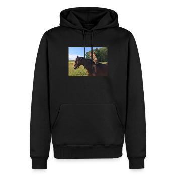 Chevaux - Sweat à capuche Premium bio Homme - noir - Devant - Nico (187cm)