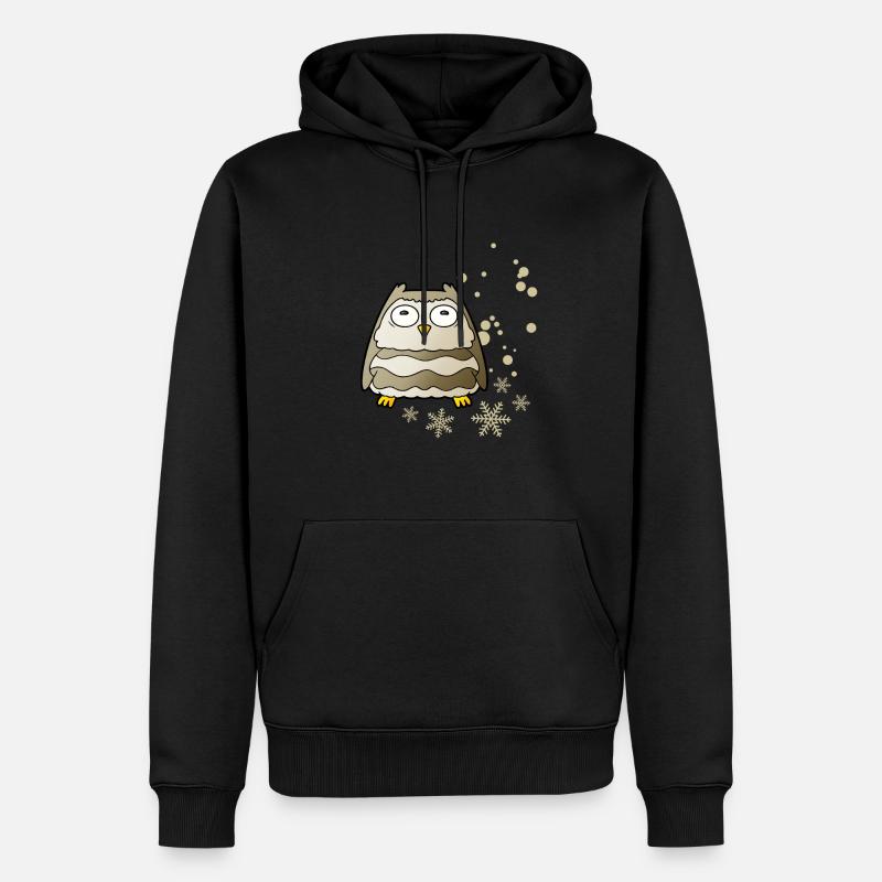 Chouette avec flocons de neige - Sweat à capuche Premium bio Homme - noir