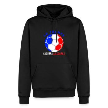 La France gagnera la coupe - Sweat à capuche Premium bio Homme - noir - Devant - Nico (187cm)