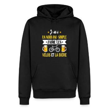 Maillot normand cyclistes vélos et la bière humour - Sweat à capuche Premium bio Homme - noir - Devant - Nico (187cm)