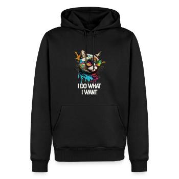 I Do What I Want Katze mit Sonnenbrille - Männer Premium Bio Hoodie - Schwarz - Vorne - Nico (187cm)