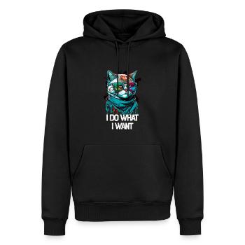 I Do What I Want Katze mit Sonnenbrille - Männer Premium Bio Hoodie - Schwarz - Vorne - Nico (187cm)