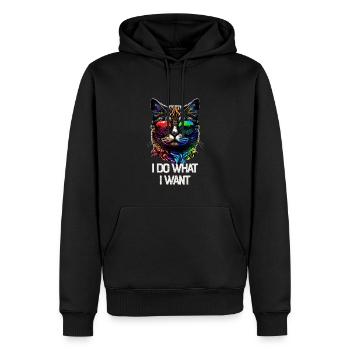 I Do What I Want Katze mit Sonnenbrille - Männer Premium Bio Hoodie - Schwarz - Vorne - Nico (187cm)