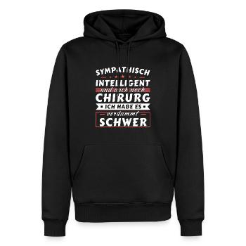 Sympathisch und intelligent - Chirurg Edition - Männer Premium Bio Hoodie - Schwarz - Vorne - Nico (187cm)