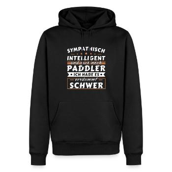 Sympathisch und intelligent - Paddler Edition - Männer Premium Bio Hoodie - Schwarz - Vorne - Nico (187cm)