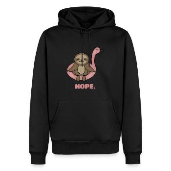 Funny Sloth, Nope, Flamingo - Men’s Premium Organic Hoodie - black - Front - Nico (187cm)