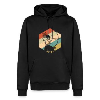 Retro Vintage Bogenschützin - Männer Premium Bio Hoodie - Schwarz - Vorne - Nico (187cm)