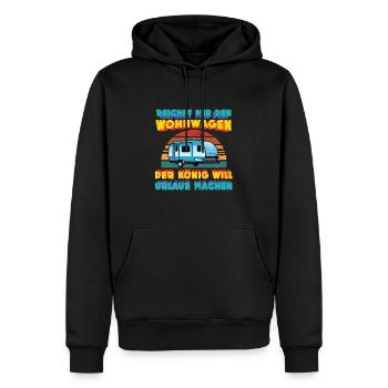 Der Wohnwagen König will Urlaub machen - Männer Premium Bio Hoodie - Schwarz - Vorne - Nico (187cm)