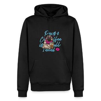 Tête de chien carlin drôle - Sweat à capuche Premium bio Homme - noir - Devant - Nico (187cm)