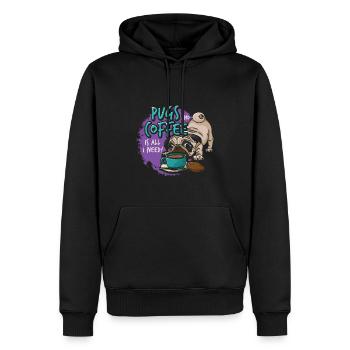 Tête de chien carlin drôle - Sweat à capuche Premium bio Homme - noir - Devant - Nico (187cm)