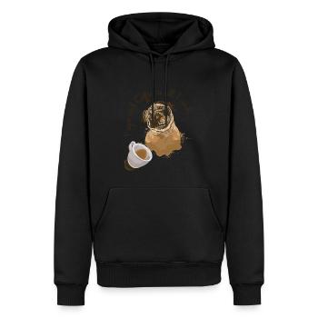 Tête de chien carlin drôle - Sweat à capuche Premium bio Homme - noir - Devant - Nico (187cm)
