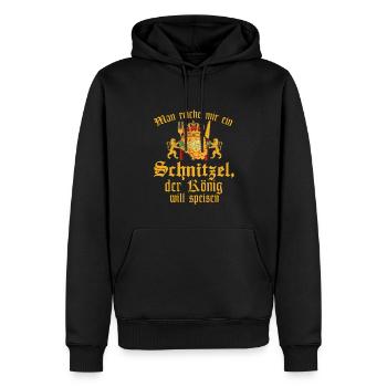 Der König will Schnitzel essen - Männer Premium Bio Hoodie - Schwarz - Vorne - Nico (187cm)