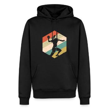 Cadeau rétro de joueur de handball - Sweat à capuche Premium bio Homme - noir - Devant - Nico (187cm)