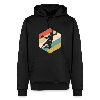 Cadeau rétro de joueur de handball - Sweat à capuche Premium bio Homme - noir - Devant - Nico (187cm)