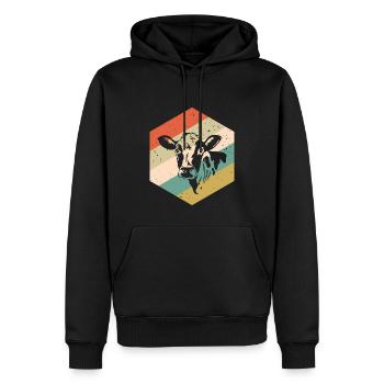 Ferme de fond rétro de vache - Sweat à capuche Premium bio Homme - noir - Devant - Nico (187cm)