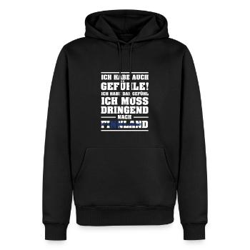 Ich muss dringend nach Finnland Urlaub Geschenk - Männer Premium Bio Hoodie - Schwarz - Vorne - Nico (187cm)