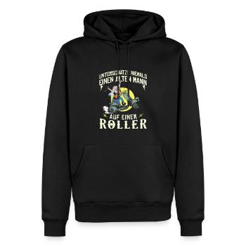 Unterschätze niemals einen alten Mann auf Roller - Männer Premium Bio Hoodie - Schwarz - Vorne - Nico (187cm)