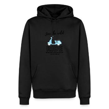 Wilde Roller Fahrt Motorroller Scooter Outfit - Männer Premium Bio Hoodie - Schwarz - Vorne - Nico (187cm)