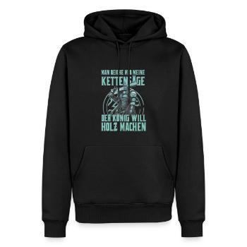 König will Holz machen Waldarbeiter Forstwirt - Männer Premium Bio Hoodie - Schwarz - Vorne - Nico (187cm)